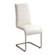 Fely 7pc Dining Table and Chair Set Glass Top White Faux Leather BM332506