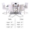 Fely 7pc Dining Table and Chair Set Glass Top White Faux Leather BM332506