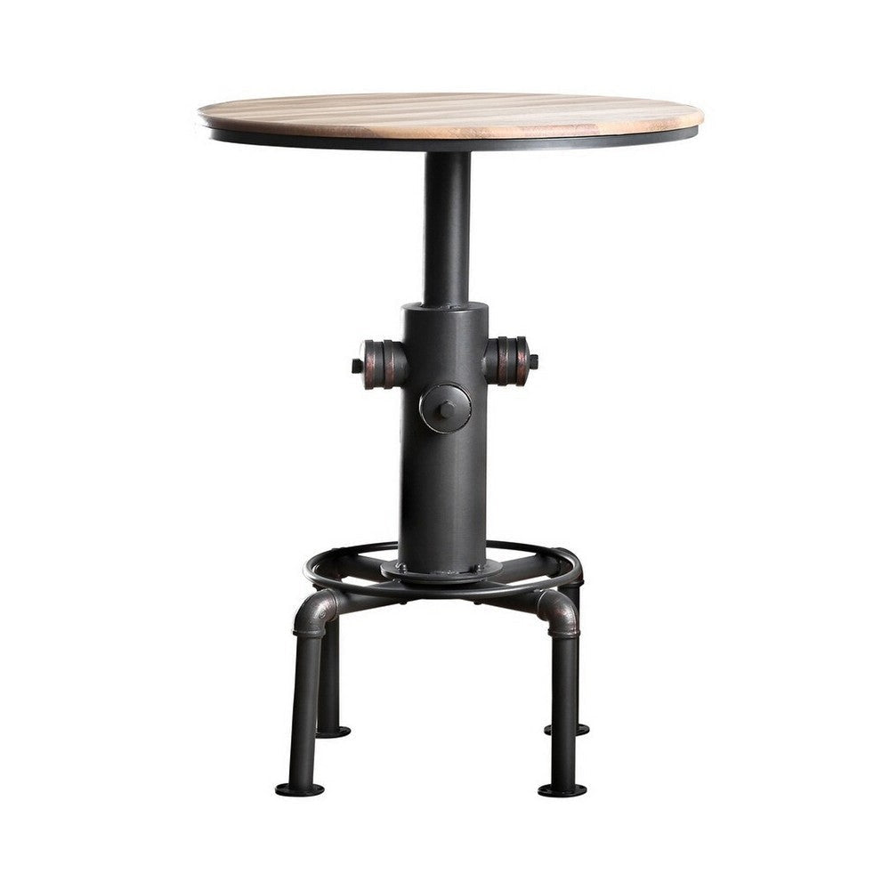 Ges 3pc Bar Table and Swivel Stool Set 32 Inch Round Top Black Metal BM332507