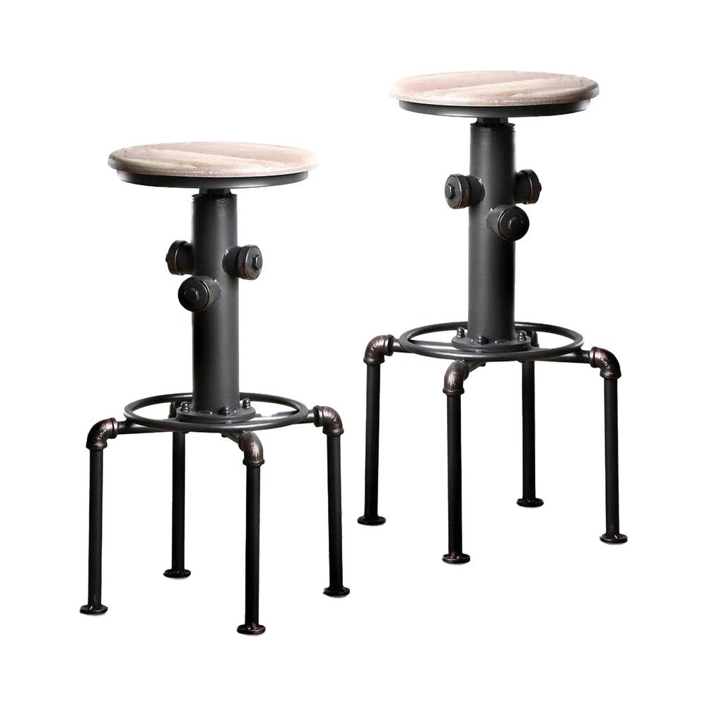 Ges 3pc Bar Table and Swivel Stool Set 32 Inch Round Top Black Metal BM332507