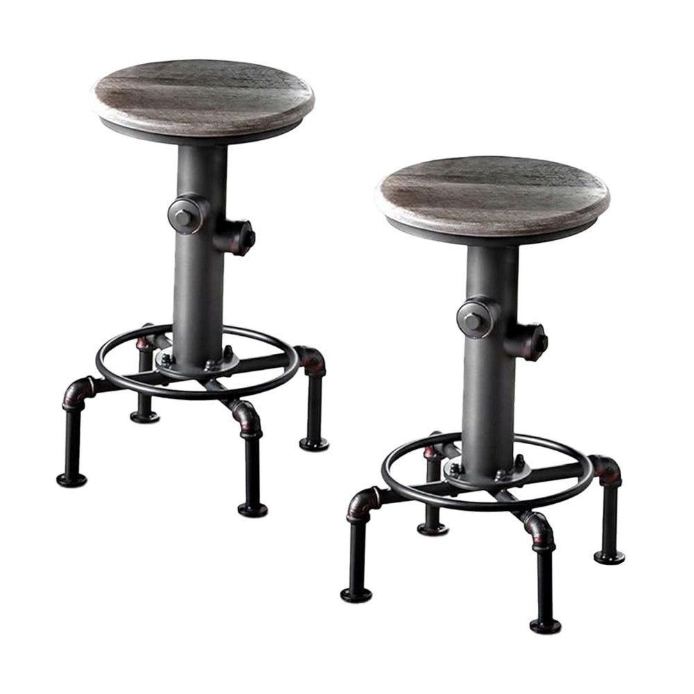 Ges 5pc Counter Table and Swivel Stool Set 45 Inch Round Black Metal BM332508