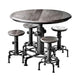 Ges 5pc Counter Table and Swivel Stool Set, 45 Inch Round, Black Metal