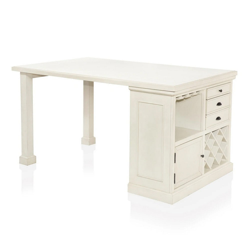 Tino 5pc Counter Height Table and Chair Set Antique White Solid Wood BM332510