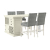 Tino 5pc Counter Height Table and Chair Set, Antique White Solid Wood