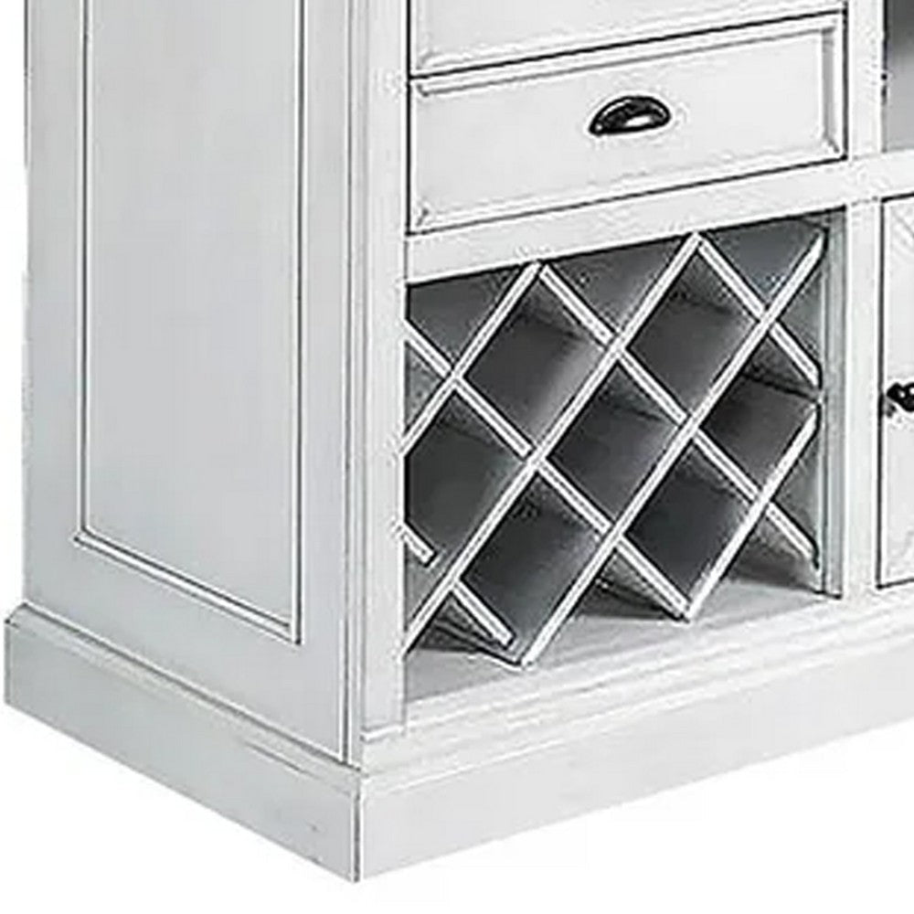 Tino Counter Height Kitchen Island Table w Bar Storage Antique White BM332511