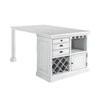 Tino Counter Height Kitchen Island Table w Bar Storage, Antique White