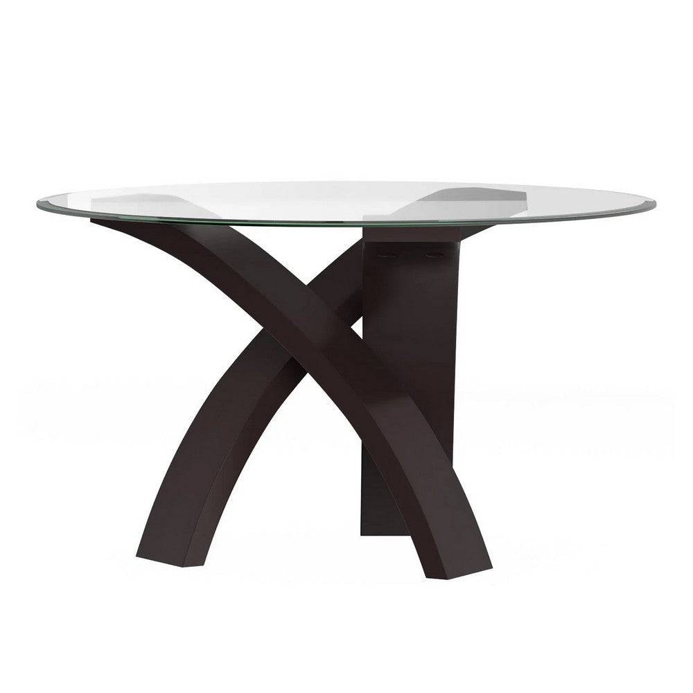 Moi 5pc Dining Table and Chair Set 52 Inch Round Glass White Black BM332512