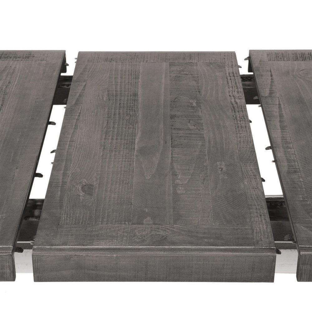 Eya 7pc Dining Table and Chair Set Distressed White Wood Gray Fabric