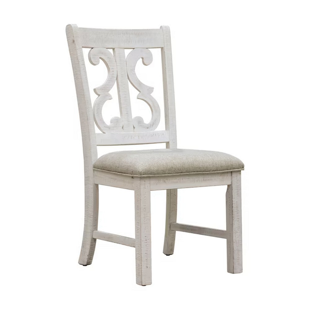 Eya 5pc Dining Table and Chair Set White Oak Brown Wood Gray Fabric