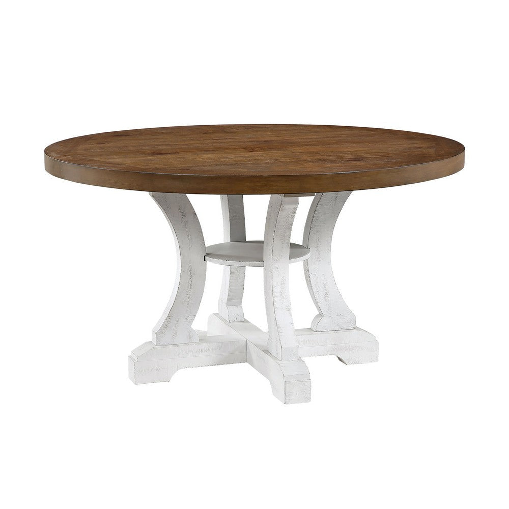 Eya 5pc Dining Table and Chair Set White Oak Brown Wood Gray Fabric