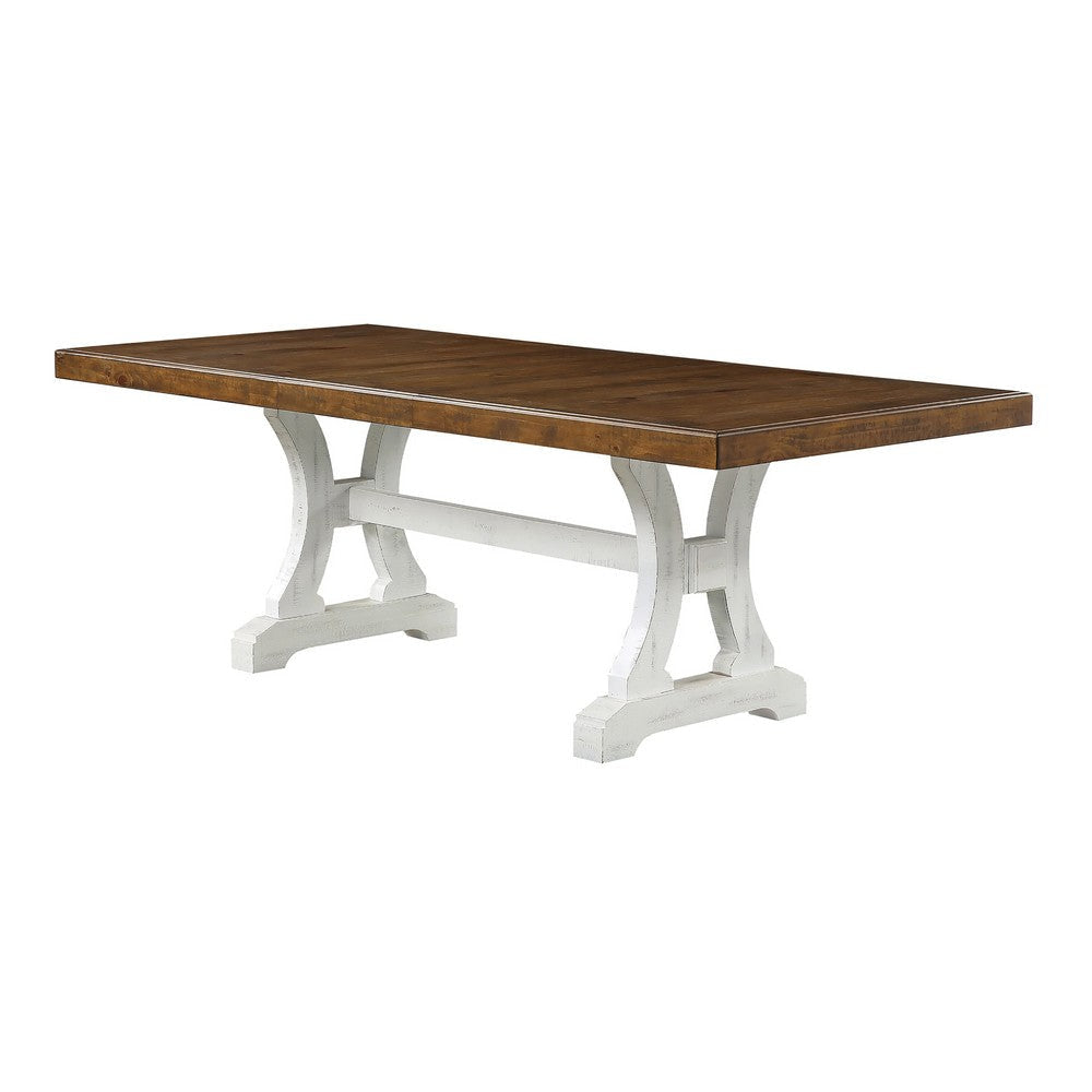 Eya 7pc Dining Table and Chair Set White and Oak Brown Wood Gray