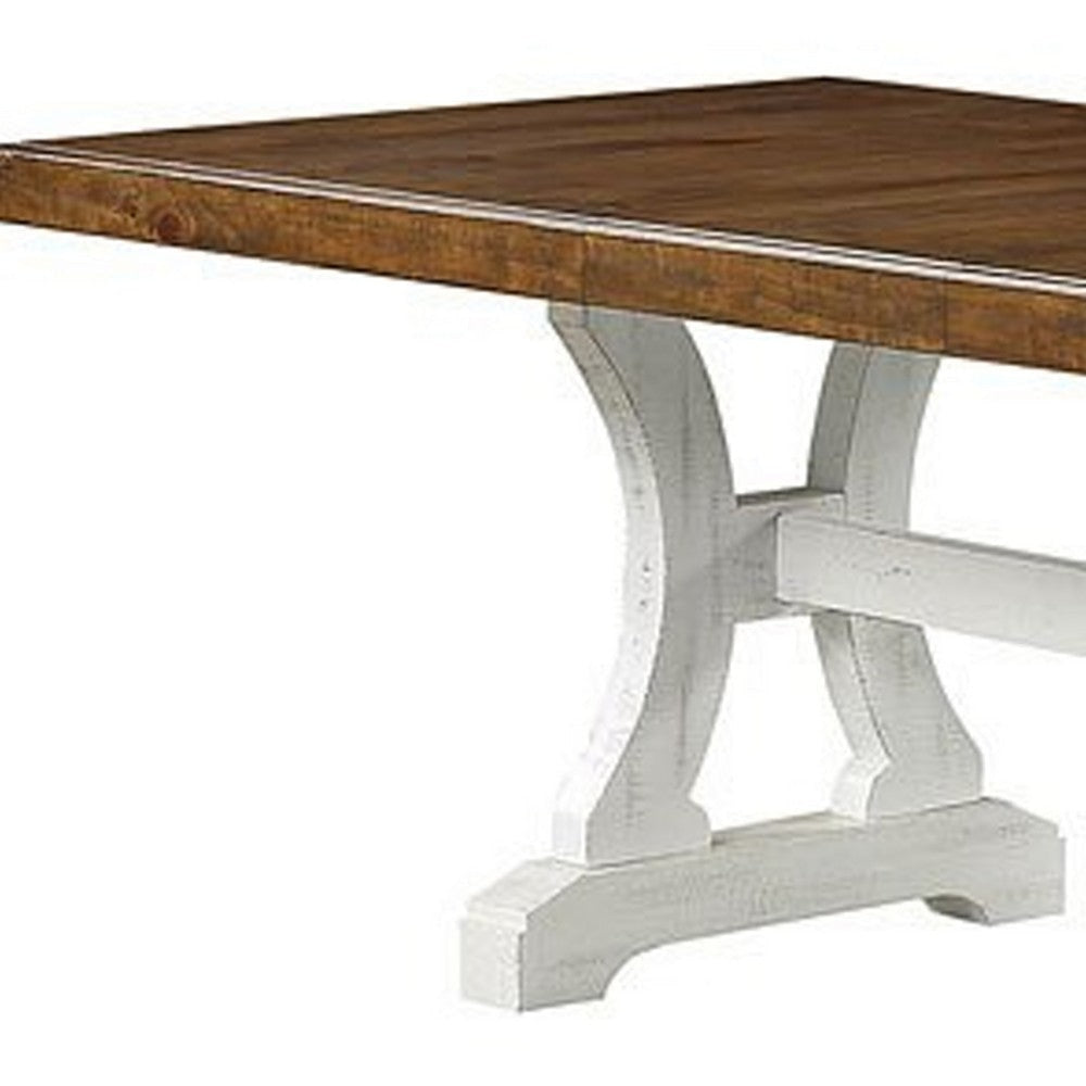 Eya Dining Table 68-86 Inch Extendable Rectangular White Brown Wood BM332518