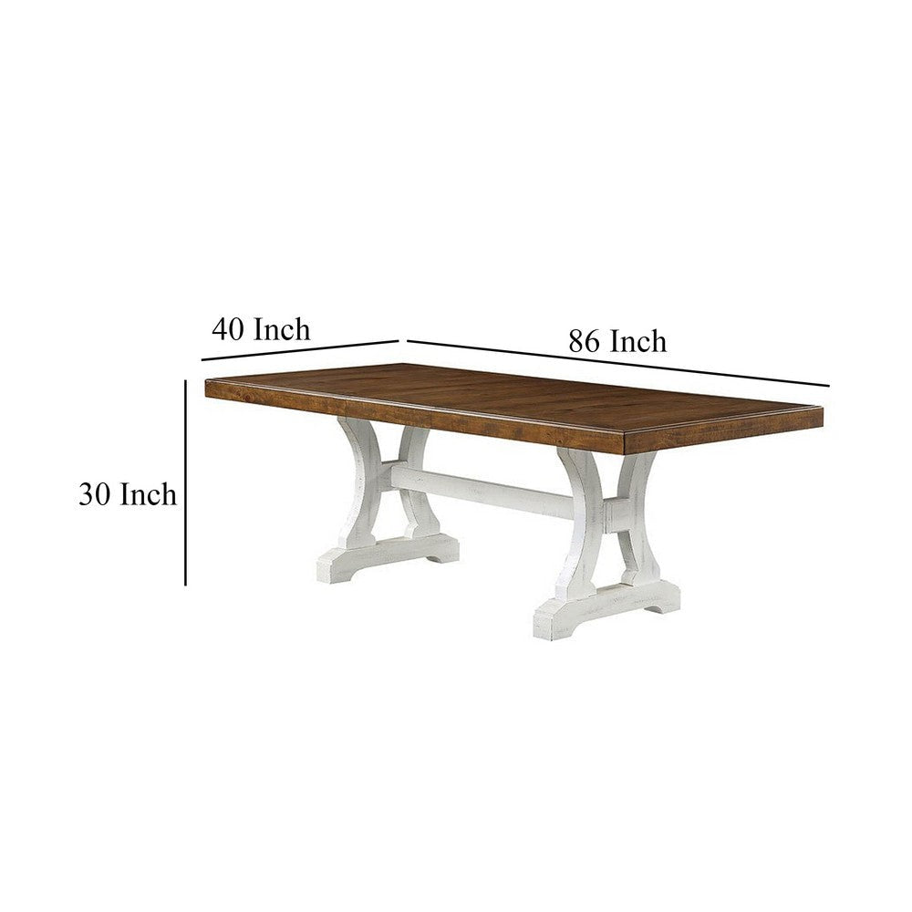 Eya Dining Table 68-86 Inch Extendable Rectangular White Brown Wood BM332518