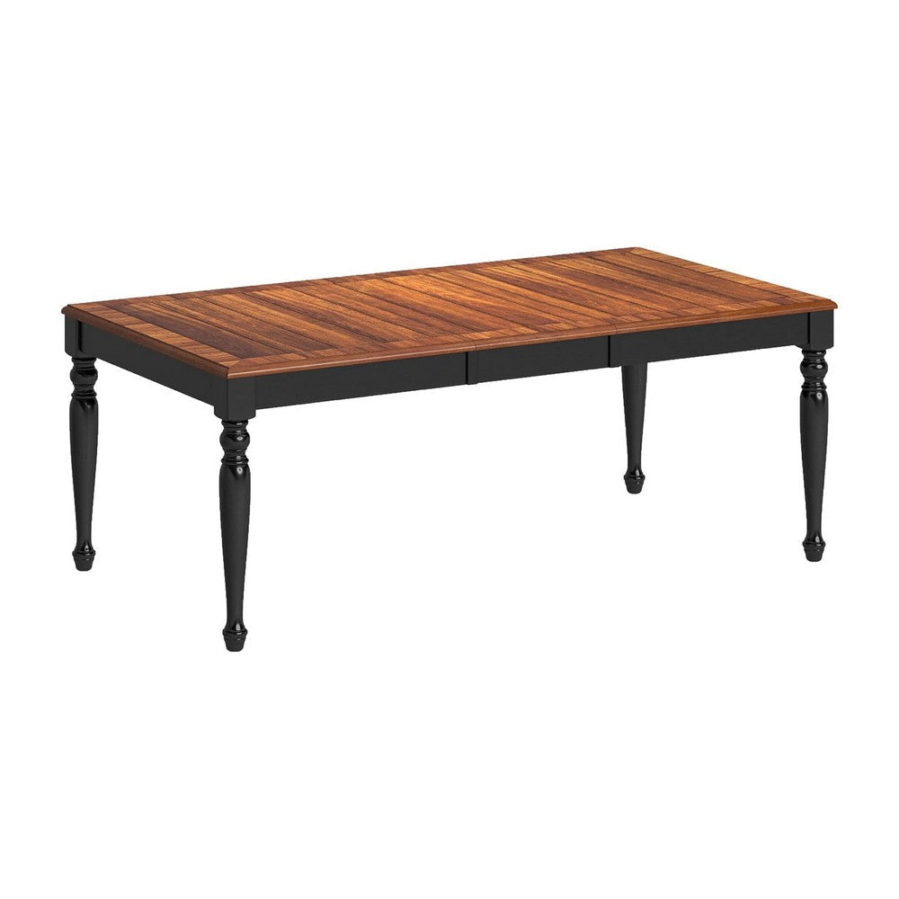 Gin 7pc Dining Table Chair Set Extendable 60-78 Inch Oak Brown Black BM332519