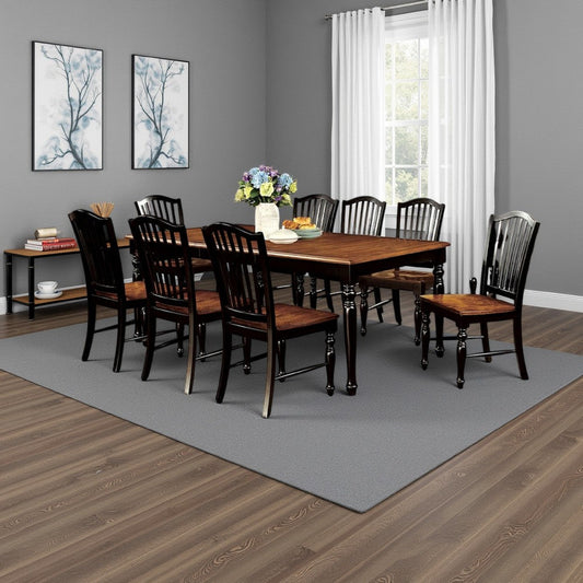 Gin 7pc Dining Table Chair Set, Extendable 60-78 Inch Oak Brown, Black
