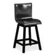 Leya 6pc Counter Height Table, Swivel Chairs, Bench Set, Black Faux Leather