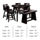 Leya 6pc Counter Height Table, Swivel Chairs, Bench Set, Black Faux Leather