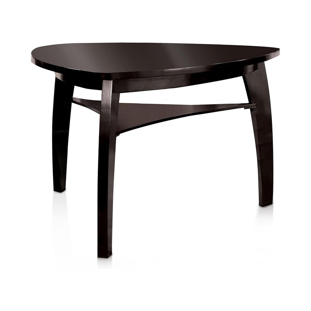 Leya 7pc Counter Table and Chair Set, Black Faux Leather, Solid Wood