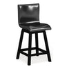 Leya 7pc Counter Table and Chair Set, Black Faux Leather, Solid Wood