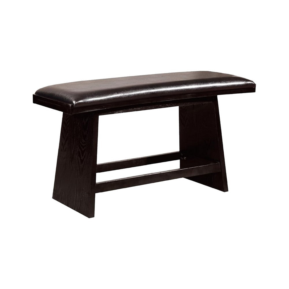 Leya 7pc Counter Table and Chair Set Black Faux Leather Solid Wood BM332521