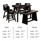 Leya 7pc Counter Table and Chair Set Black Faux Leather Solid Wood BM332521