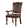 Veni 9pc Dining Table and Chair Set Cherry Brown Wood Faux Leather BM332524