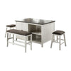 Begr 4pc Counter Height Kitchen Island Table, Bench, Stool Set, White