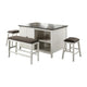 Begr 4pc Counter Height Kitchen Island Table, Bench, Stool Set, White