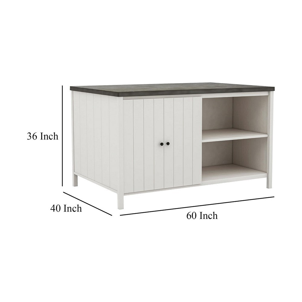 Begr Counter Height Kitchen Island Table 60 Inch White Gray BM332528