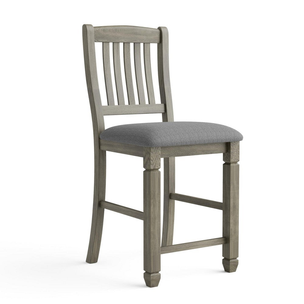 Yani 7pc Counter Height Dining Table and Chair Set Wire Brushed Gray BM332529