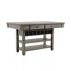 Yani Counter Height Table, 60 Inch Rectangular Top, Gray Solid Wood