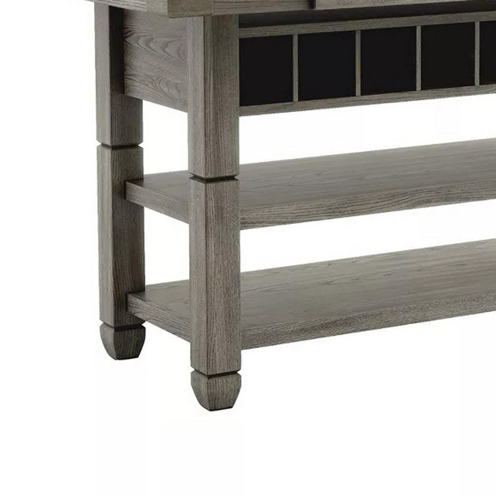 Yani Counter Height Table 60 Inch Rectangular Top Gray Solid Wood BM332530