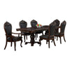 Zenie 7pc Dining Set, Classy Cherry Brown Wood Table, 6 Carved Chairs