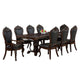 Zenie 9pc Dining Set, Classy Cherry Brown Wood Table, 8 Carved Chairs