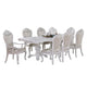 Zenie 9pc Dining Set, Classy White Wood Table, 8 Chairs, Faux Leather