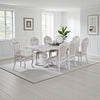 Zenie 9pc Dining Set, Classy White Wood Table, 8 Chairs, Faux Leather