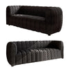 Hery Sofa and Loveseat Set, Black Boucle, Vertical Channel Tufting