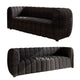 Hery Sofa and Loveseat Set, Black Boucle, Vertical Channel Tufting
