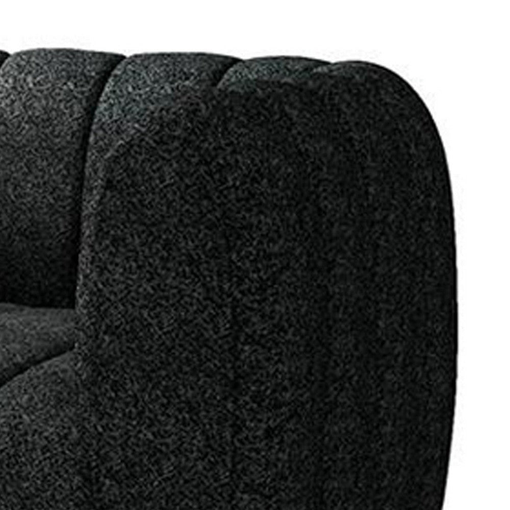 Hery Accent Armchair 36 Inch Black Boucle Vertical Channel Tufted BM332536
