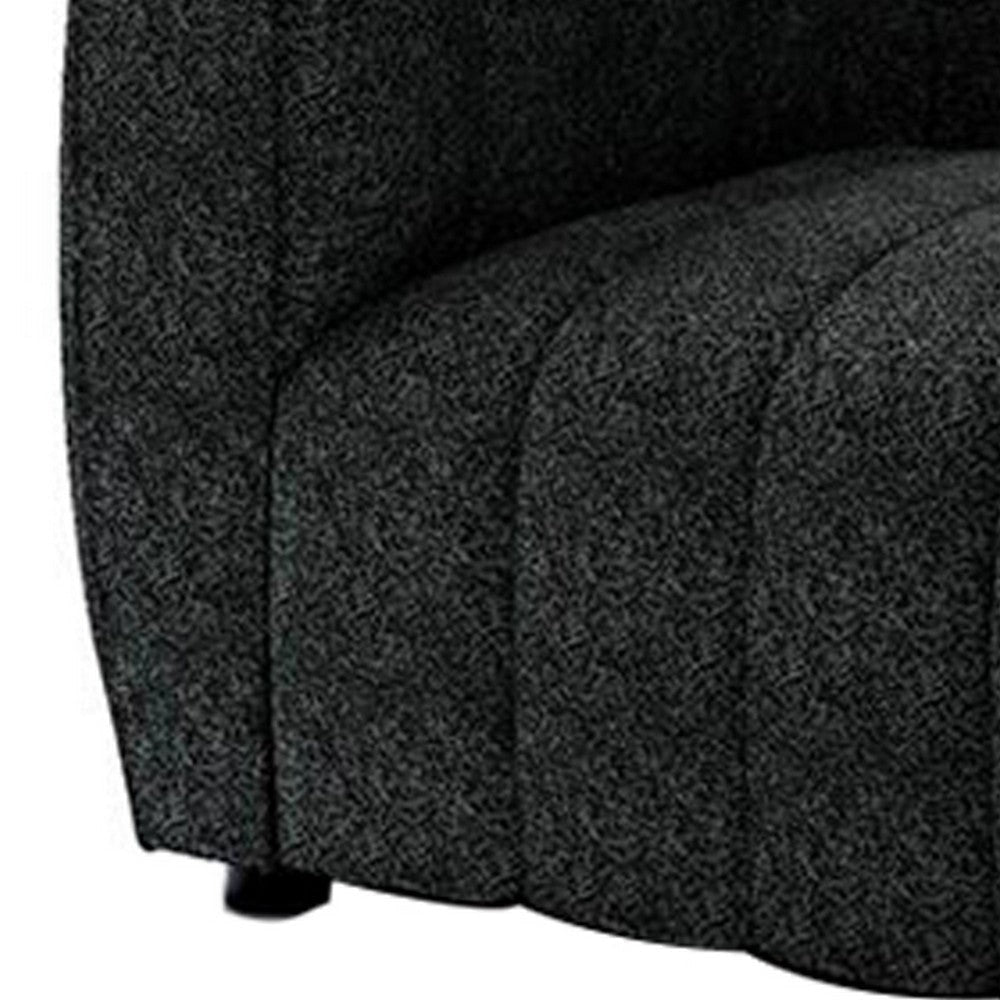 Hery Accent Armchair 36 Inch Black Boucle Vertical Channel Tufted BM332536