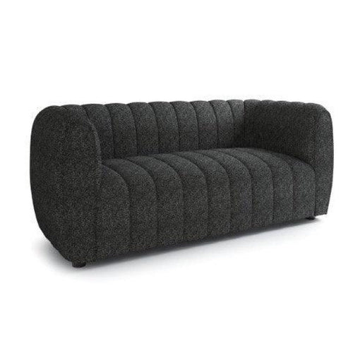 Hery Loveseat, 65 Inch, Black Boucle, Vertical Channel Tufted Details