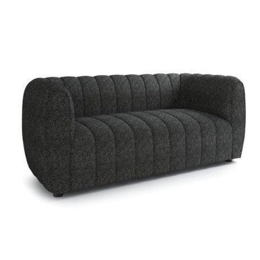 Hery Loveseat, 65 Inch, Black Boucle, Vertical Channel Tufted Details
