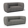 Hery Sofa and Loveseat Set, Gray Boucle, Vertical Channel Tufting