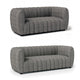 Hery Sofa and Loveseat Set, Gray Boucle, Vertical Channel Tufting