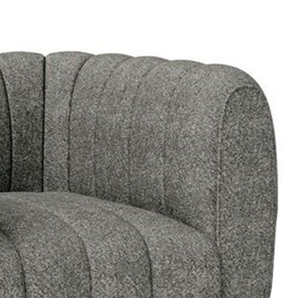 Hery Accent Armchair 36 Inch Gray Boucle Vertical Channel Tufted BM332540