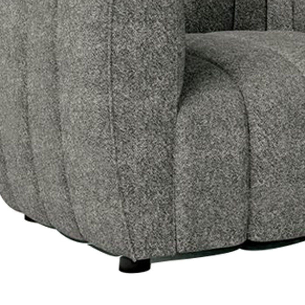 Hery Accent Armchair 36 Inch Gray Boucle Vertical Channel Tufted BM332540
