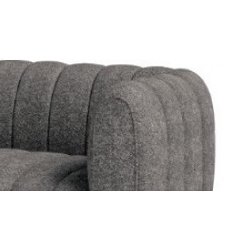Hery Loveseat 65 Inch Gray Boucle Vertical Channel Tufted Details BM332541