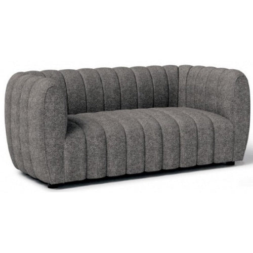 Hery Loveseat, 65 Inch, Gray Boucle, Vertical Channel Tufted Details