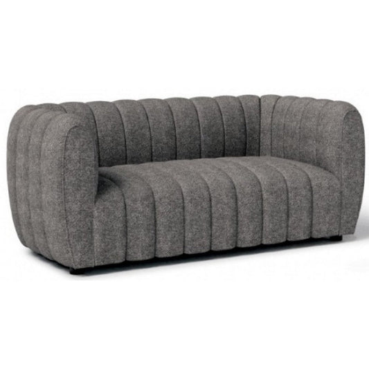 Hery Loveseat, 65 Inch, Gray Boucle, Vertical Channel Tufted Details