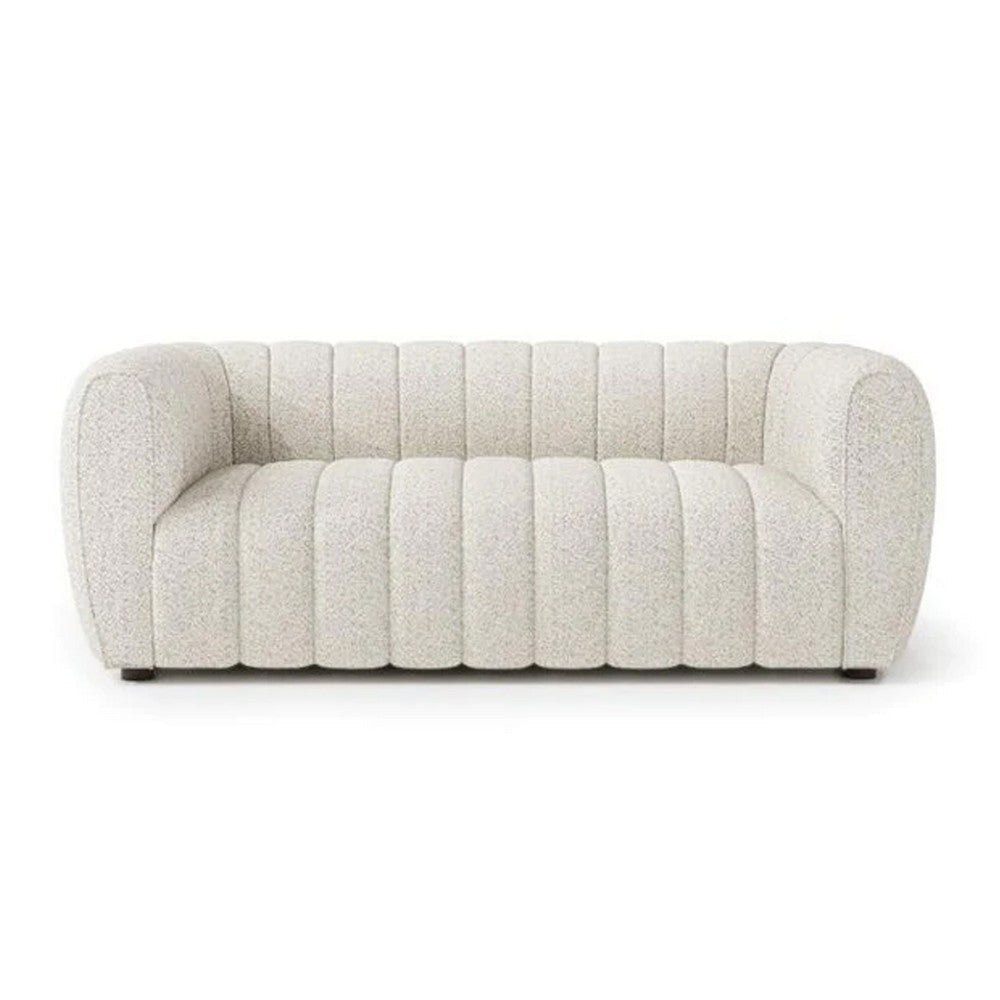 Hery Sofa and Loveseat Set White Boucle Vertical Channel Tufting BM332543